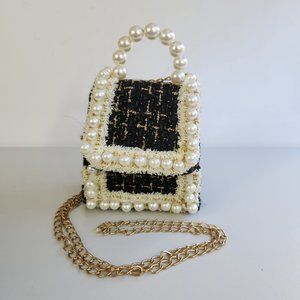 NWOT Designer Inspired Mini Crossbody Bag with Pearl Handle